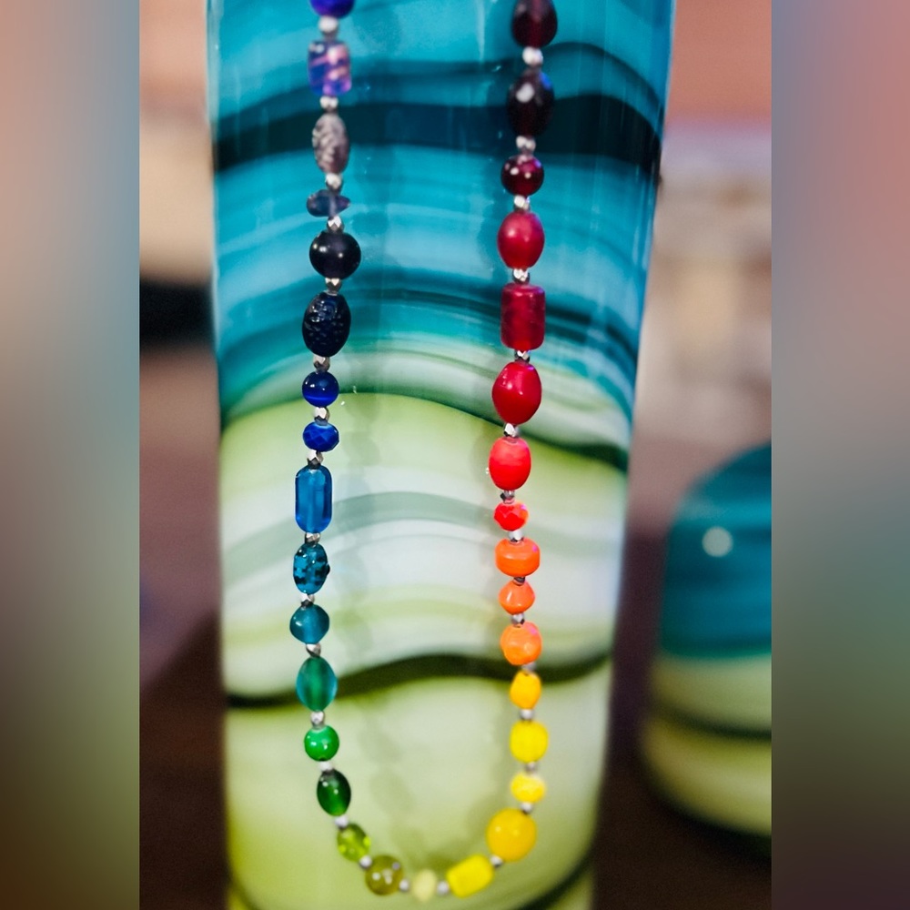 Rainbow Rainbow Vintage Glass Beads FUNKY AND RETRO